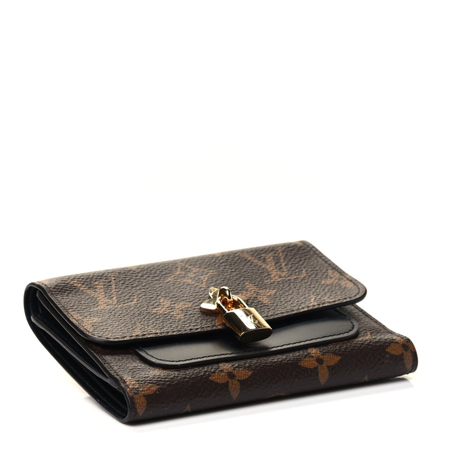 Monogram Flower Lock Compact Wallet Black