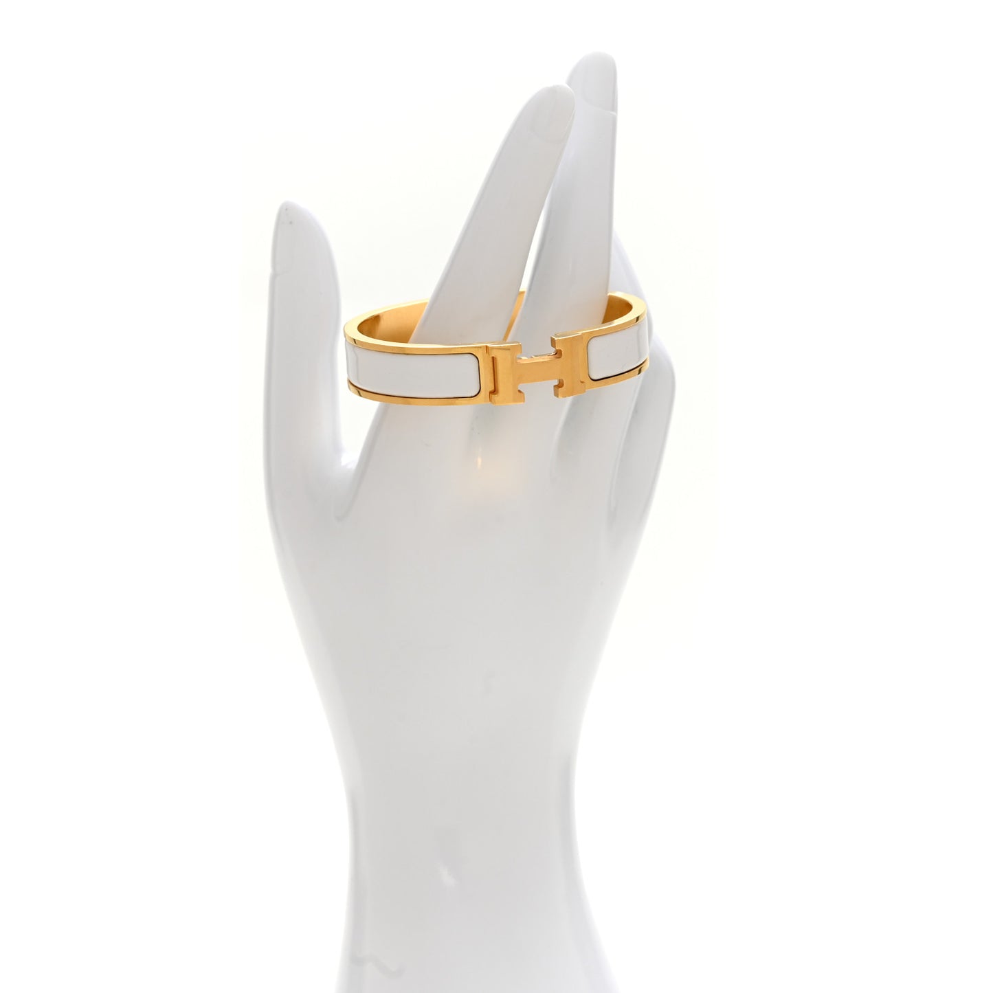 Enamel Narrow Clic Clac H Bracelet PM White
