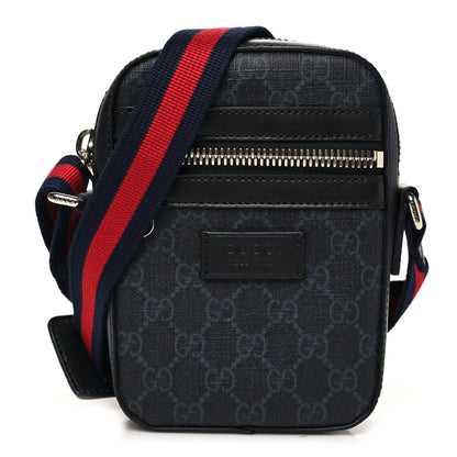 Gucci GG Supreme Monogram Appia Calfskin Web Small Camera Messenger Bag Black Grey 1 of 10
