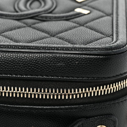 Chanel Caviar Quilted CC North South Filigree Vanity Case Black 19 of 22
