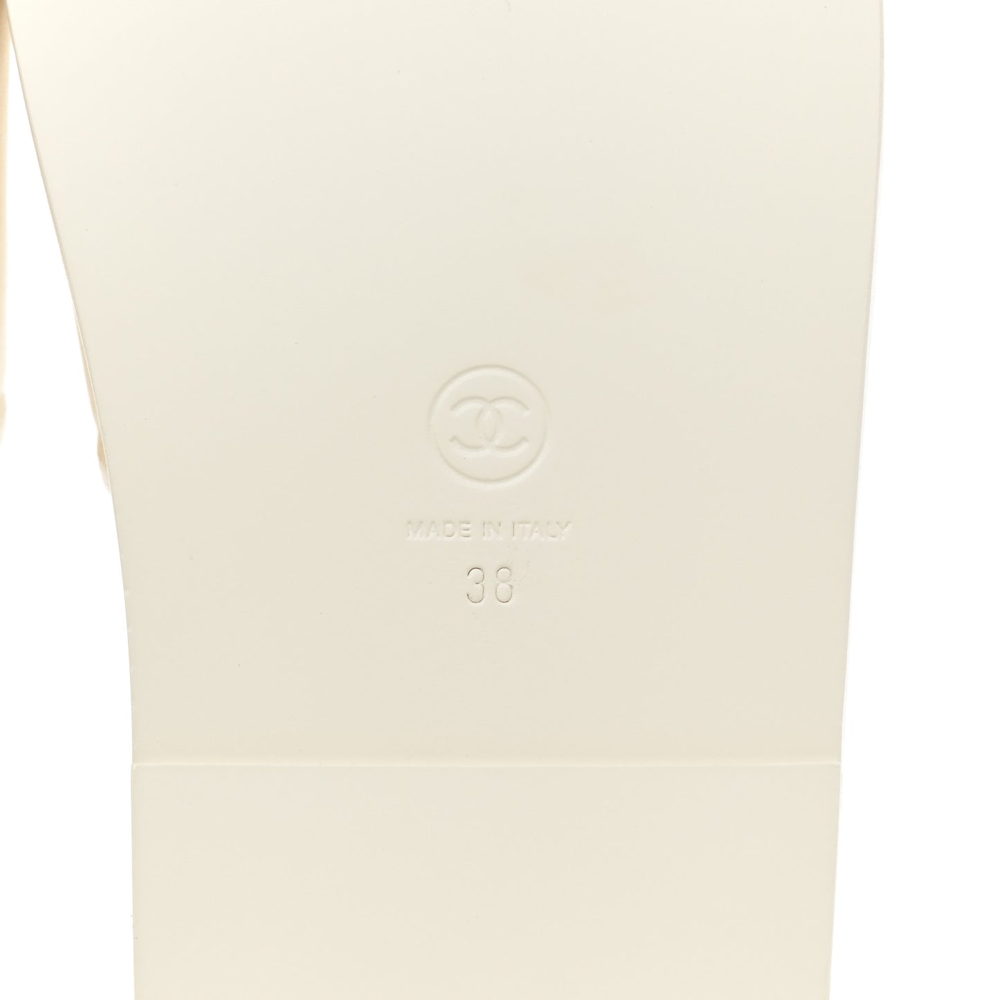 Lambskin Cha-Nel Mule Sandals 38 Ivory Multicolor