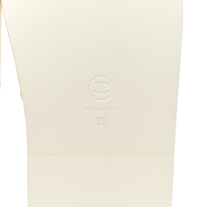 Chanel Lambskin Cha-Nel Mule Sandals 38 Ivory Multicolor 6 of 8