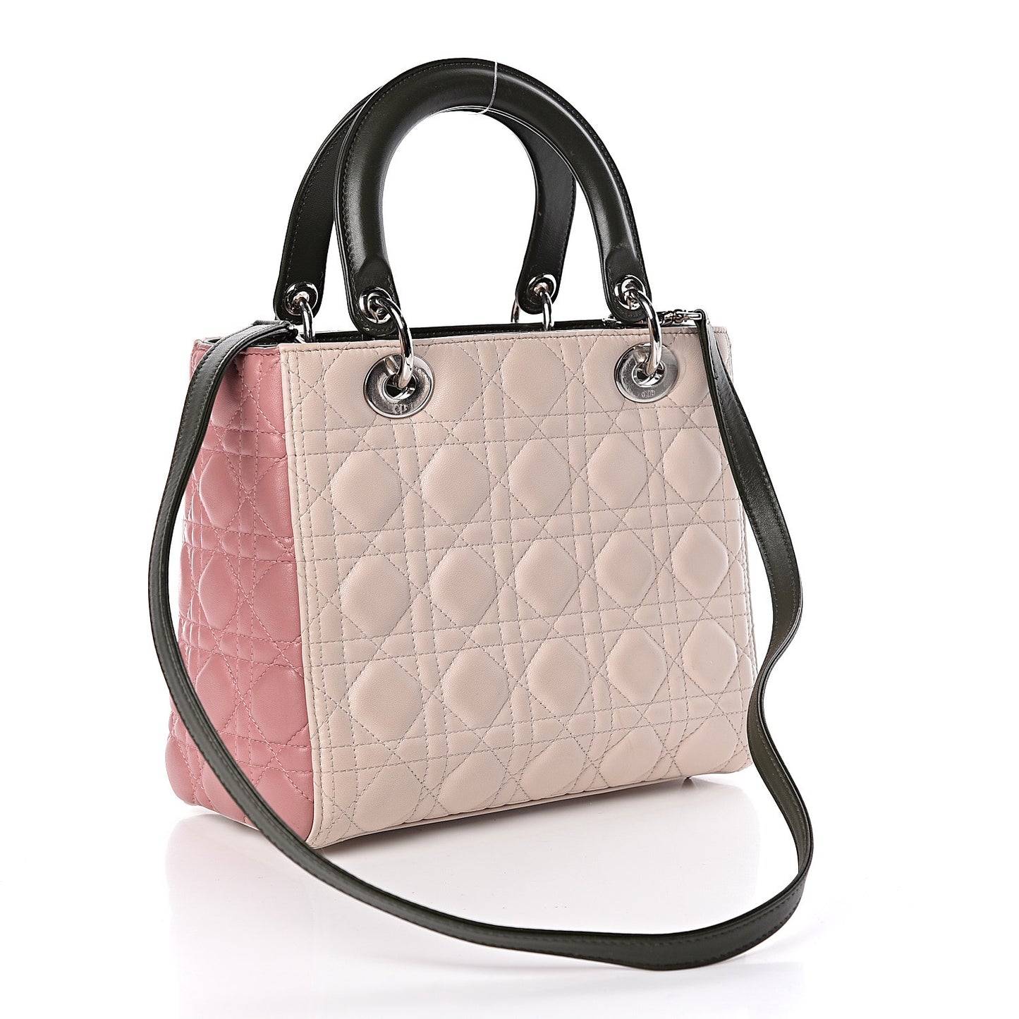 Lambskin Cannage Medium Tri-Color Lady Dior Light Pink