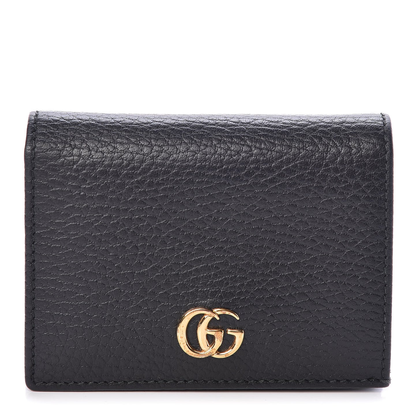 Pebbled Calfskin GG Marmont Card Case Black