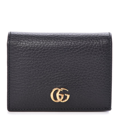 Gucci Pebbled Calfskin GG Marmont Card Case Black 1 of 9
