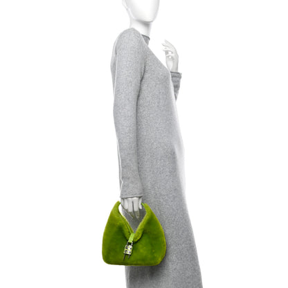 Givenchy Shearling Crocodile Embossed Calfskin Mini G-Hobo Citrus Green 2 of 9
