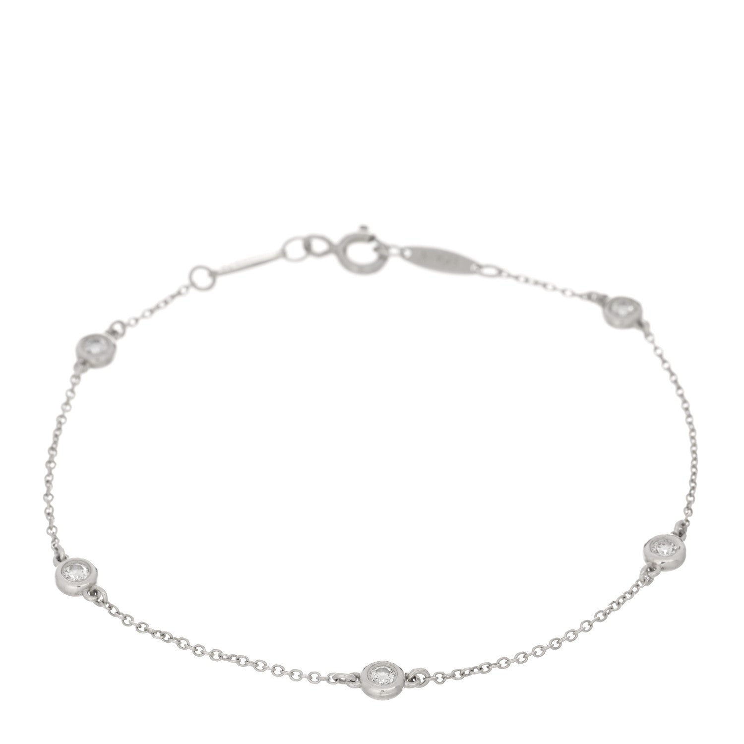 Tiffany Sterling Silver Diamond .25ct Elsa Peretti Diamonds By The Yard Bracelet 1 of 3