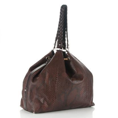 Gucci Python Peggy Braided Tote Dark Brown 3 of 7