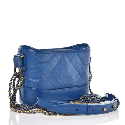 Chanel Aged Calfskin Quilted Small Gabrielle Hobo Blue 4 of 8