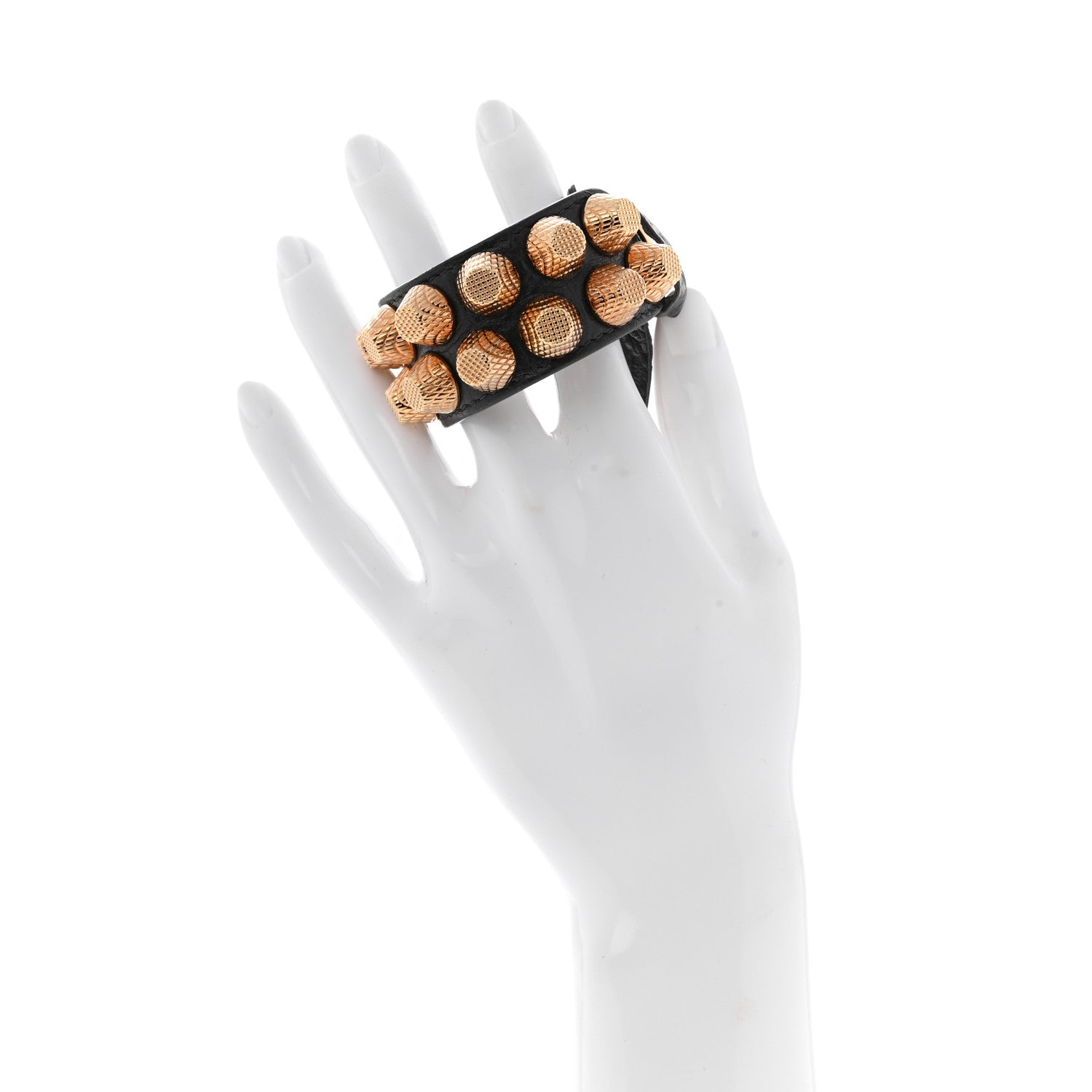 Balenciaga Agneau Arena Two Row Giant 21 Gold M Bracelet Gris Fossile 2 of 4