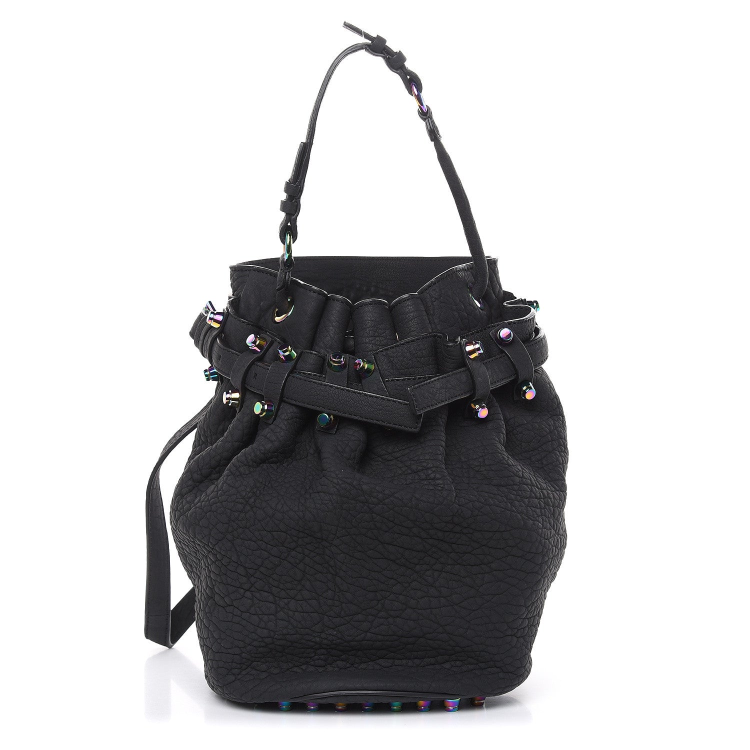 Alexander Wang Pebbled Lambskin Diego Bucket Black Iridescent Hardware 1 of 10