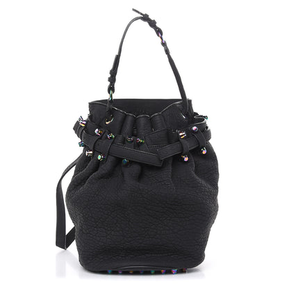 Alexander Wang Pebbled Lambskin Diego Bucket Black Iridescent Hardware 1 of 10