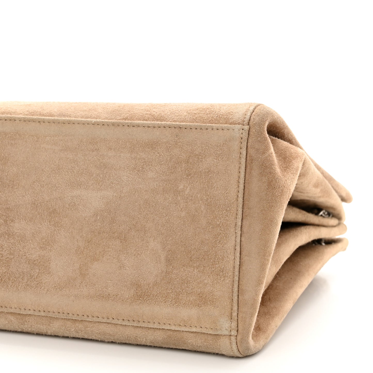 Suede Patchwork Accordion Mademoiselle Flap Beige