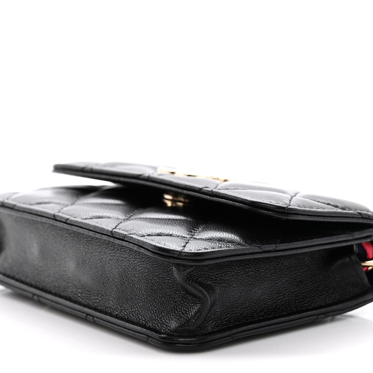 Chanel Shiny Lambskin Ribbon Quilted Flap Belt Bag Black 11 of 12