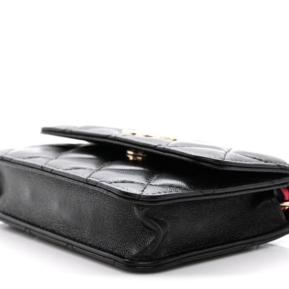 Chanel Shiny Lambskin Ribbon Quilted Flap Belt Bag Black 11 of 12