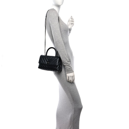 Chanel Caviar Chevron Quilted Mini Coco Handle Flap So Black 2 of 9