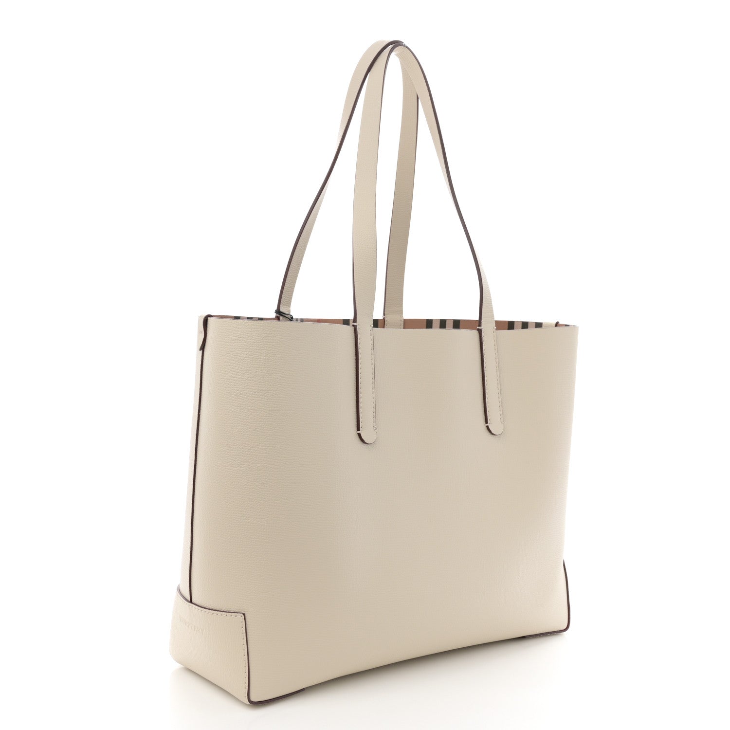 Burberry Calfskin Crest Embossed Small Tote Limestone 3 of 10