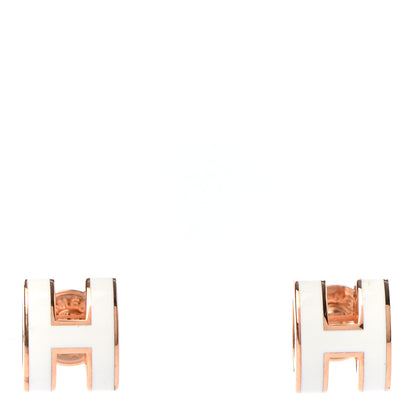 Hermes Rose Gold Lacquered Mini Pop H Earrings White 1 of 4