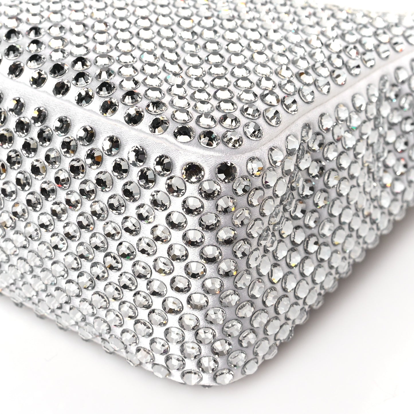 Satin Crystal Mini Re-Edition 2000 Bag White