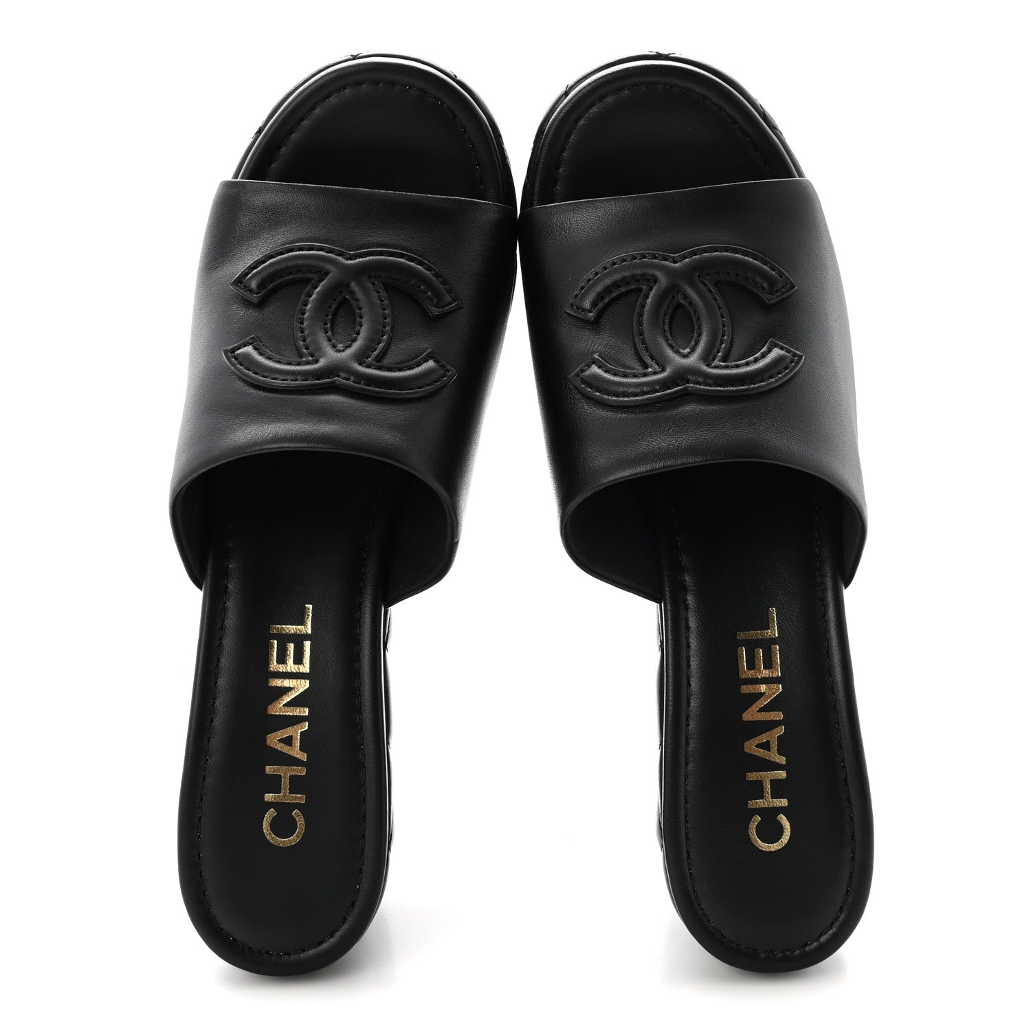 Chanel Lambskin Quilted CC Platform Mules 40 Black 2 of 10