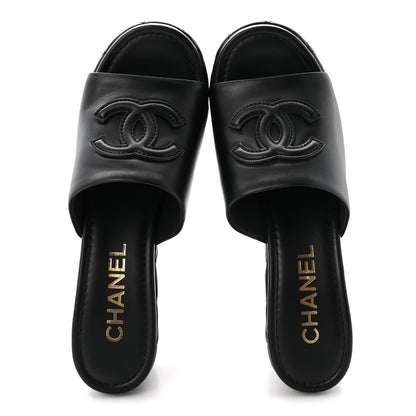Chanel Lambskin Quilted CC Platform Mules 40 Black 2 of 10