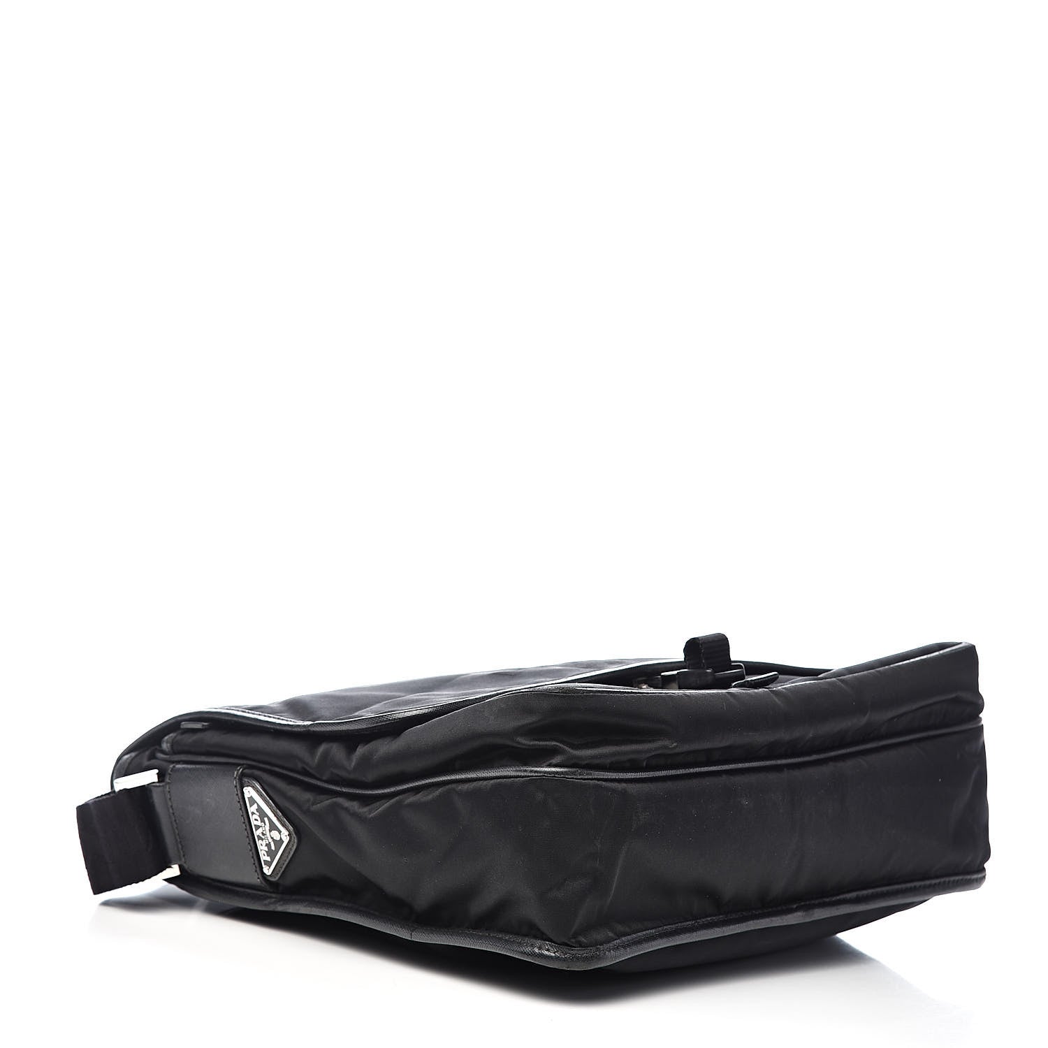 Prada Tessuto Nylon Saffiano Messenger Satchel Black 4 of 12