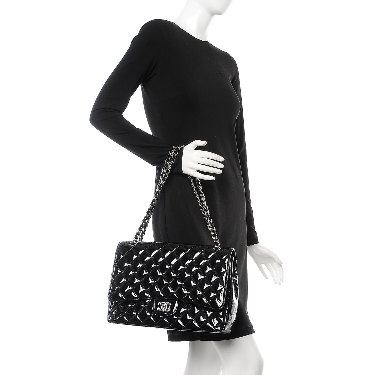 Chanel Patent Quilted Maxi Single Flap Black 3 of 10