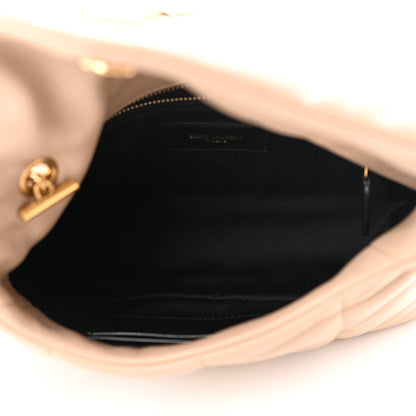 Saint Laurent Lambskin Quilted Toy Loulou Puffer Monogram Chain Satchel Dark Beige 5 of 10