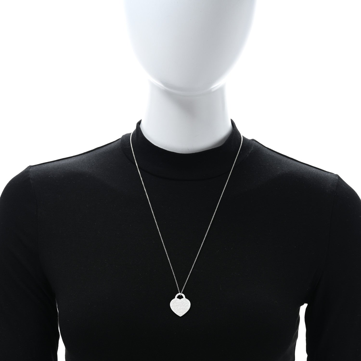 Tiffany Sterling Silver Notes Heart Tag Charm Necklace 3 of 4