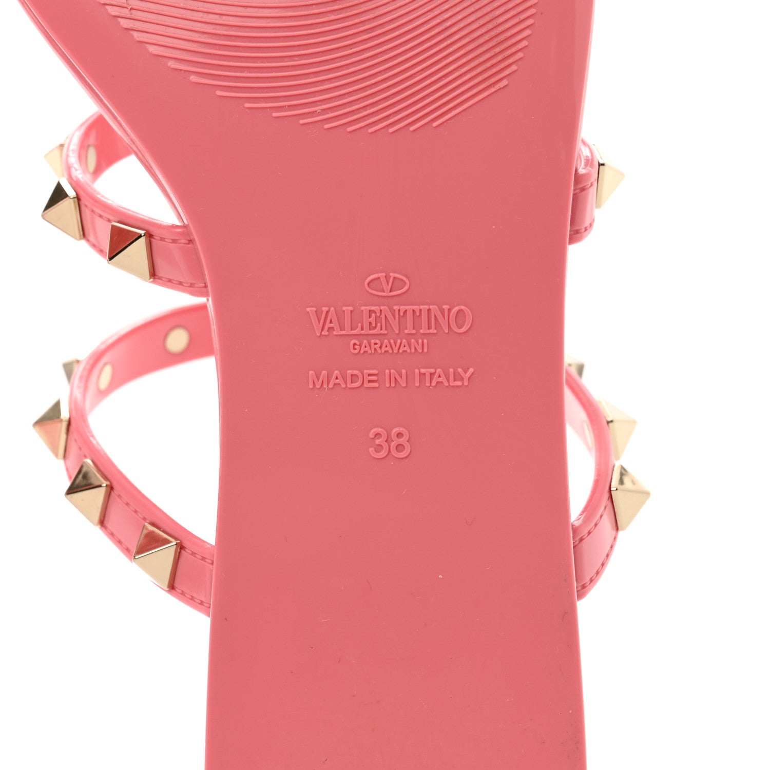Valentino Garavani PVC Jelly Rockstud Caged Flat Thong Sandals 38 Dawn Pink 6 of 8