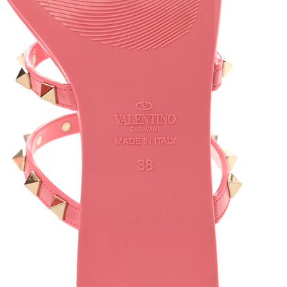 Valentino Garavani PVC Jelly Rockstud Caged Flat Thong Sandals 38 Dawn Pink 6 of 8