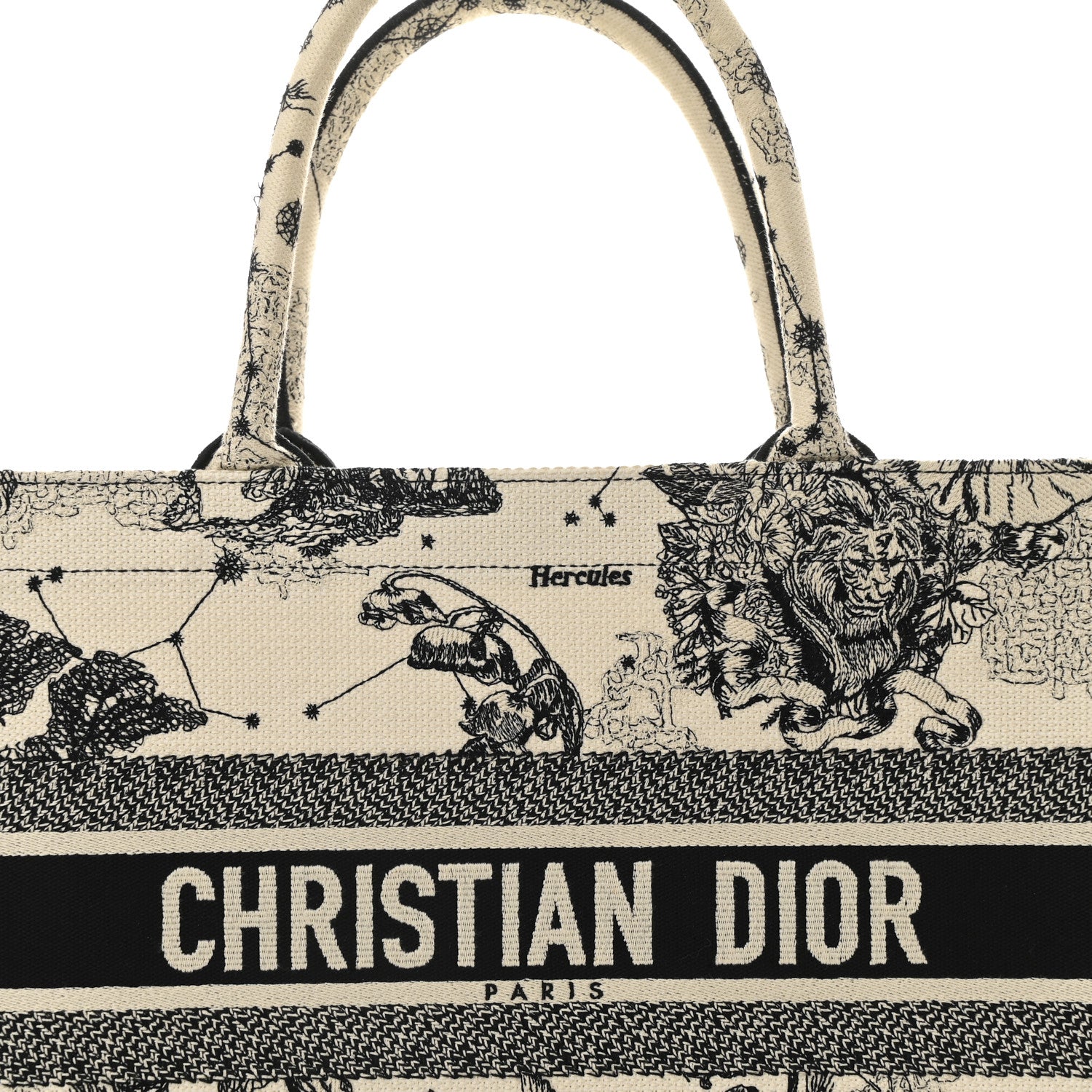 Christian Dior Canvas Zodiac Toile De Jouy Embroidered Medium Book Tote Latte 7 of 13