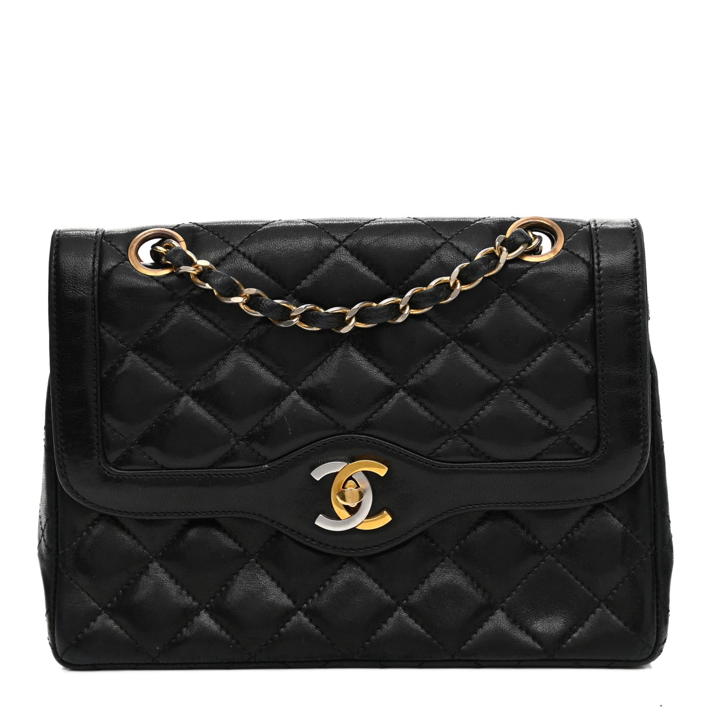 Lambskin Quilted Small Double Flap Bag Black