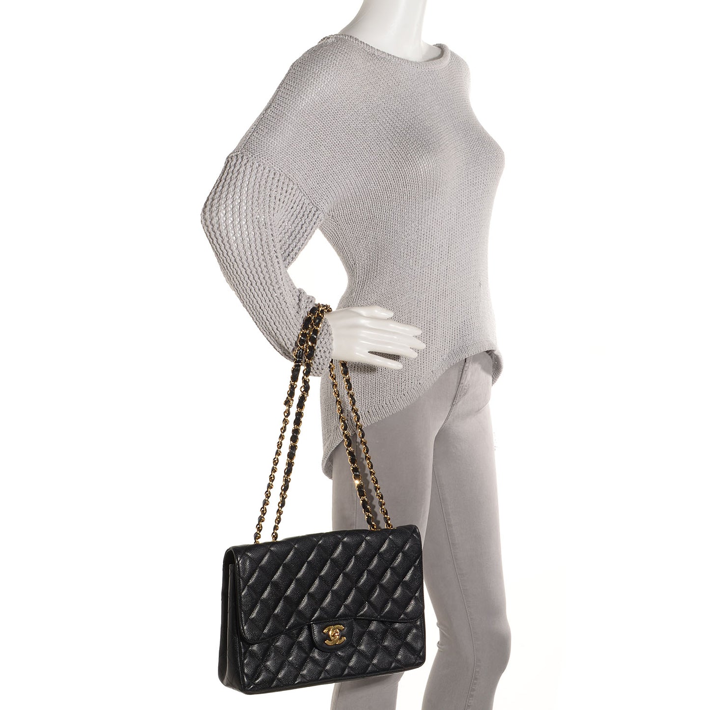 Caviar Quilted Jumbo Single Flap Black