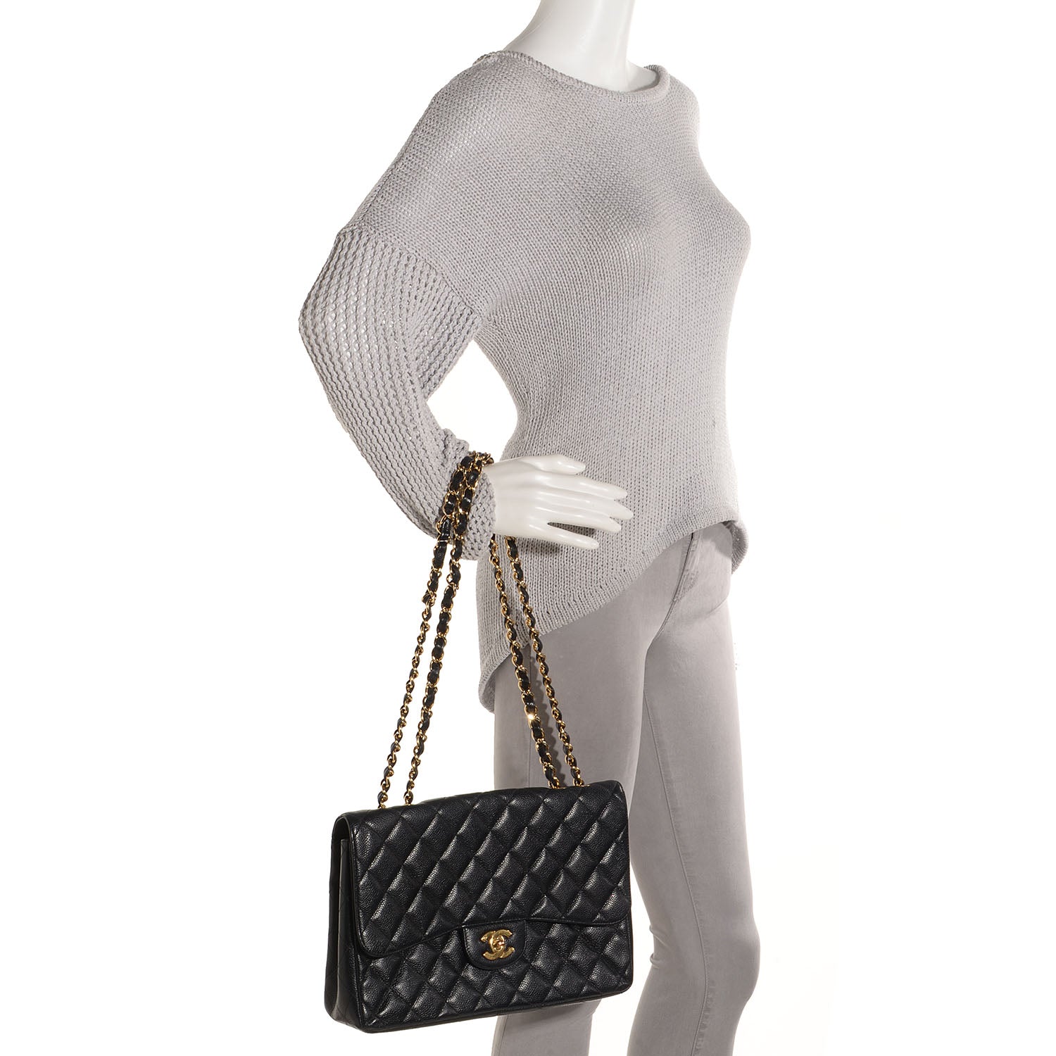 Chanel Caviar Quilted Jumbo Single Flap Black 2 of 7