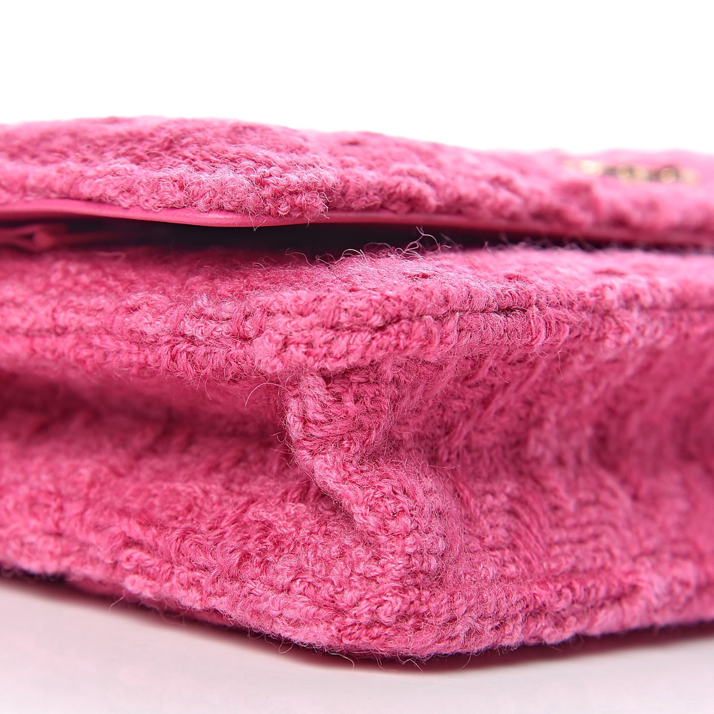 Wool Tweed Lambskin Quilted 19 Wallet On Chain WOC and Coin Purse Fuchsia