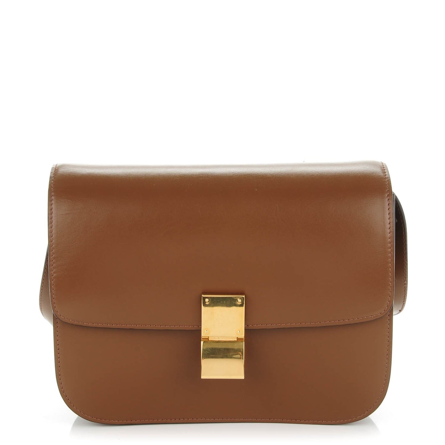 Box Calfskin Medium Classic Box Flap Bag Camel