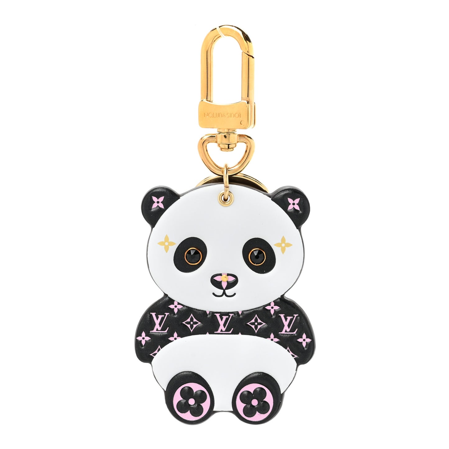 Monogram LV Panda Bag Charm Key Holder Black White