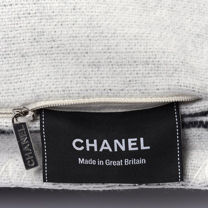 Chanel Merino Wool Cashmere CC Pillow Black Beige 3 of 3