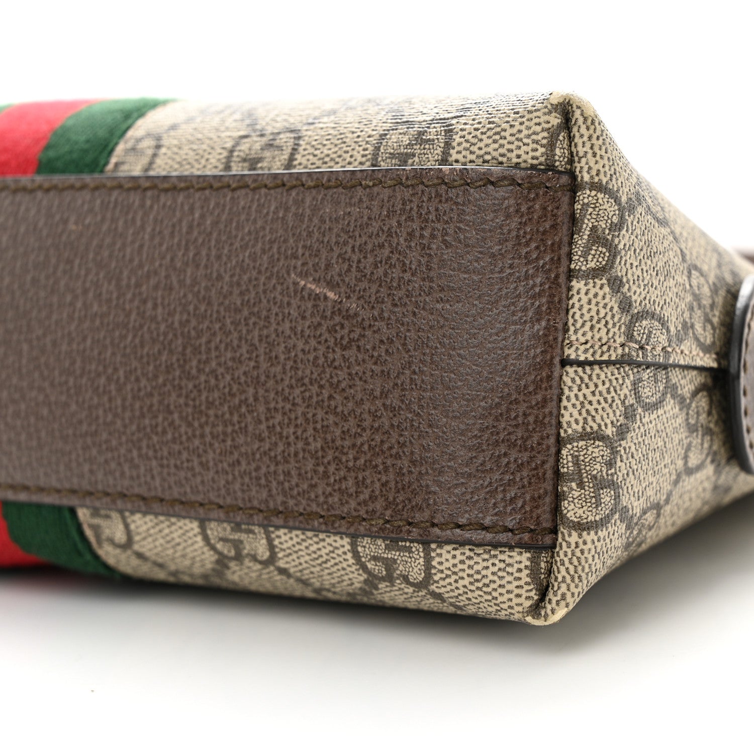 Gucci GG Supreme Monogram Textured Dollar Calfskin Web Small Ophidia Dome Shoulder Bag Beige Ebony New Acero 10 of 10
