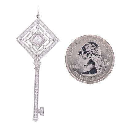 Tiffany Platinum Diamond Grace Key Pendant 2 of 3