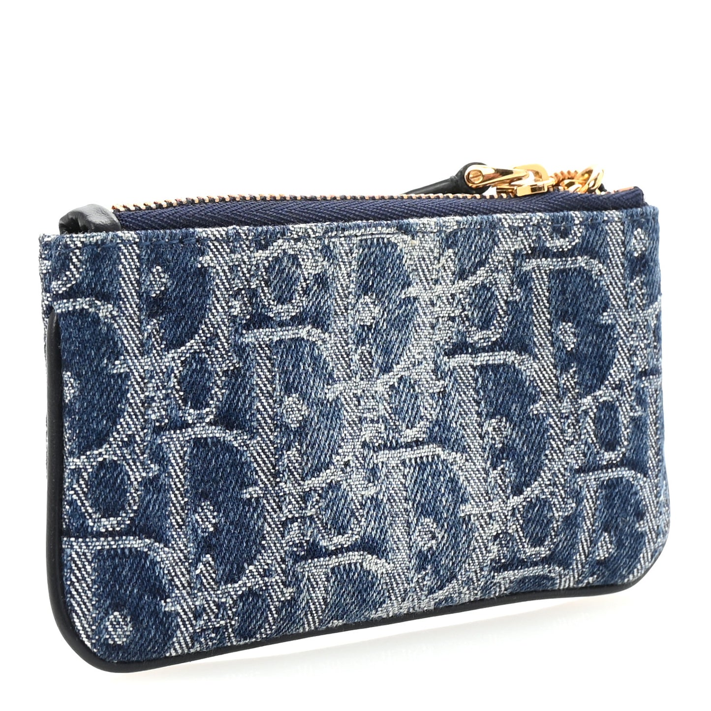Denim Jacquard Oblique DiorTravel Myrte Zipped Key Case Blue