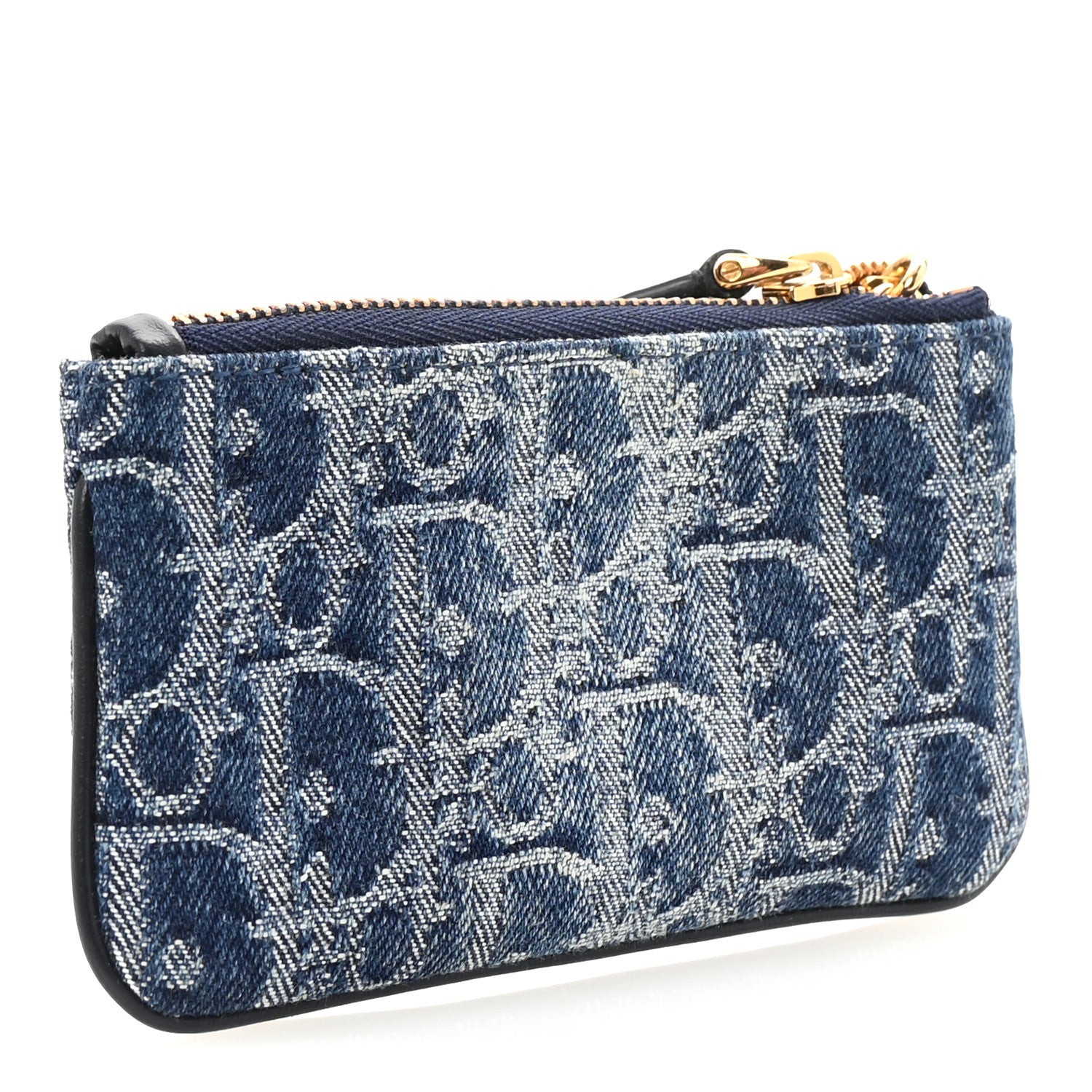 Christian Dior Denim Jacquard Oblique DiorTravel Myrte Zipped Key Case Blue 3 of 6