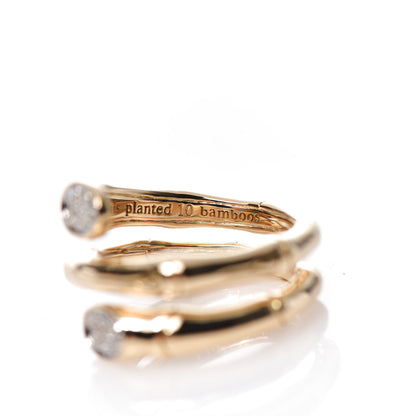 John Hardy 18K Yellow Gold Diamond Bamboo Double Coil Ring 54 7 6 of 8