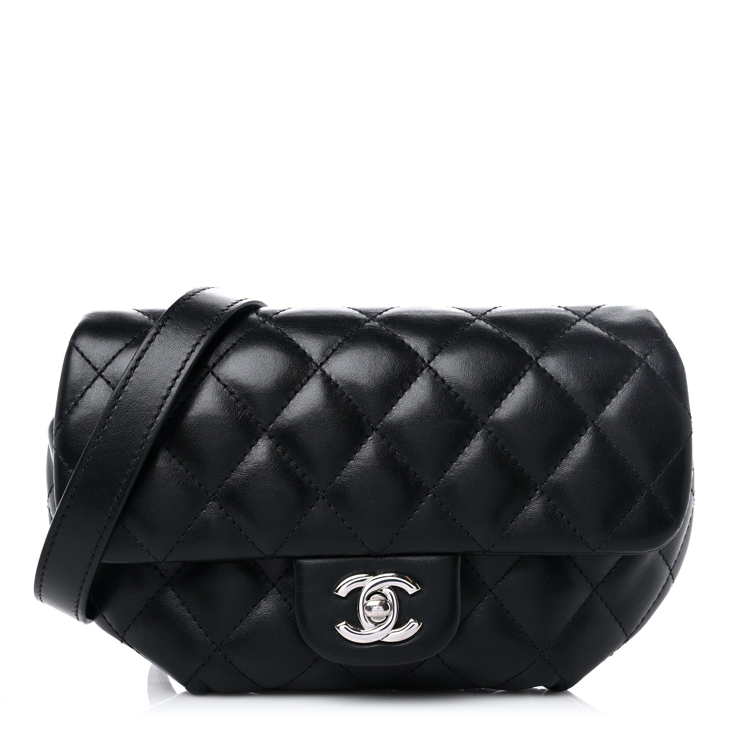 Chanel Calfskin Quilted CC Uniform Flap Belt Bag Black 1 of 15