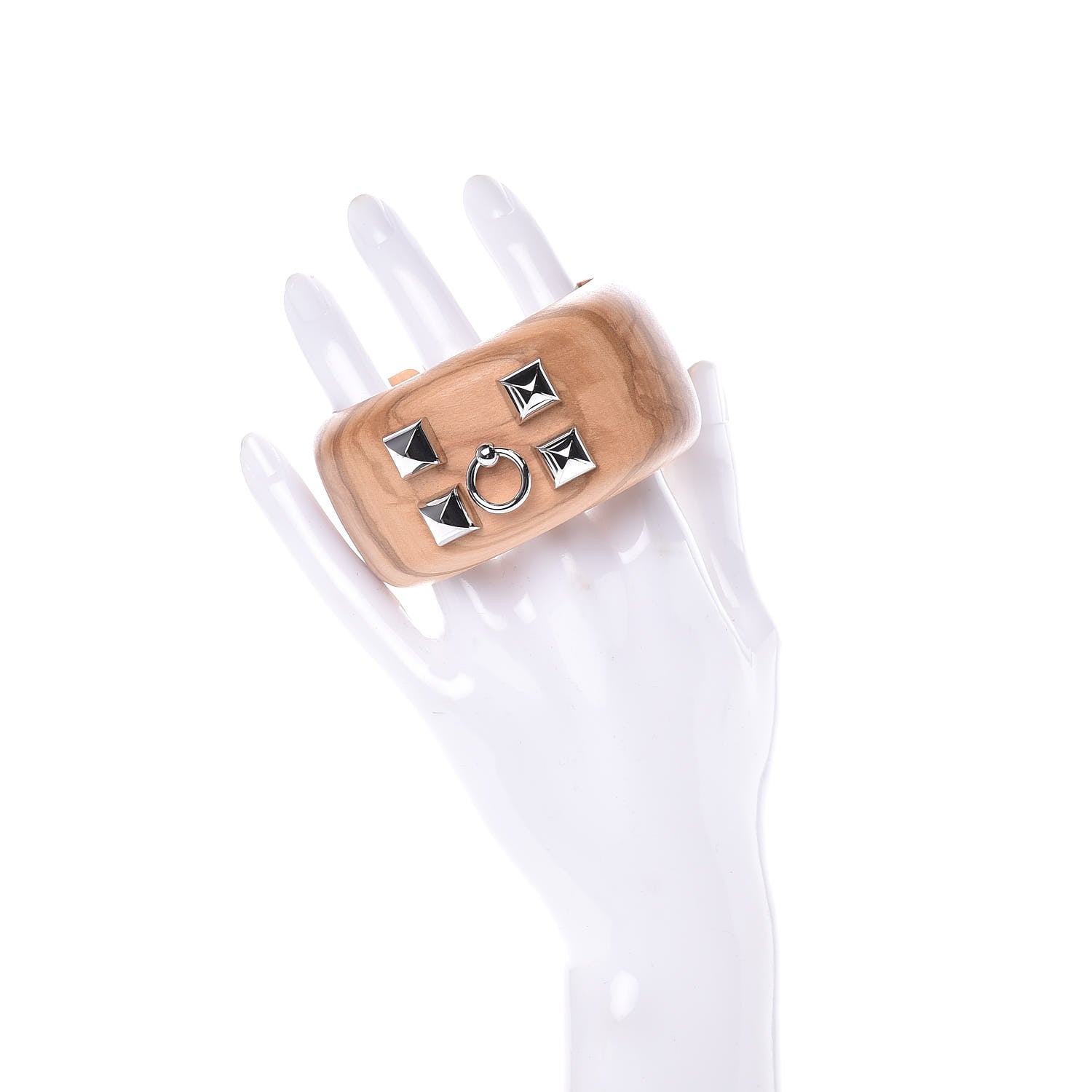 Hermes Olive Wood Medor Cuff Bracelet S 2 of 5
