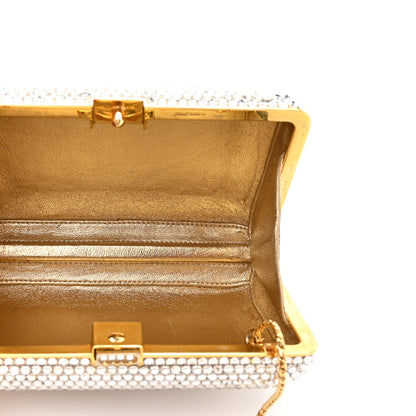 Judith Leiber Swarovski Crystal Minaudiere Clutch Silver Gold 6 of 11