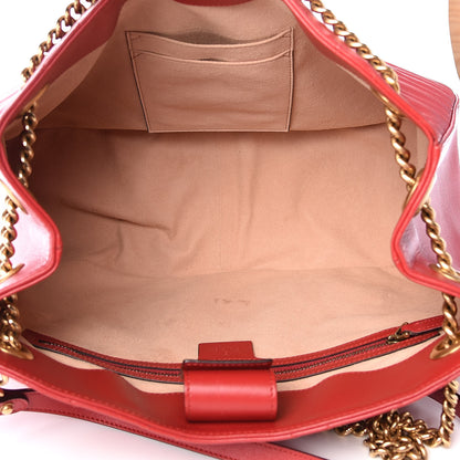 Gucci Calfskin Matelasse Medium GG Marmont Shoulder Tote Bag Hibiscus Red 4 of 14