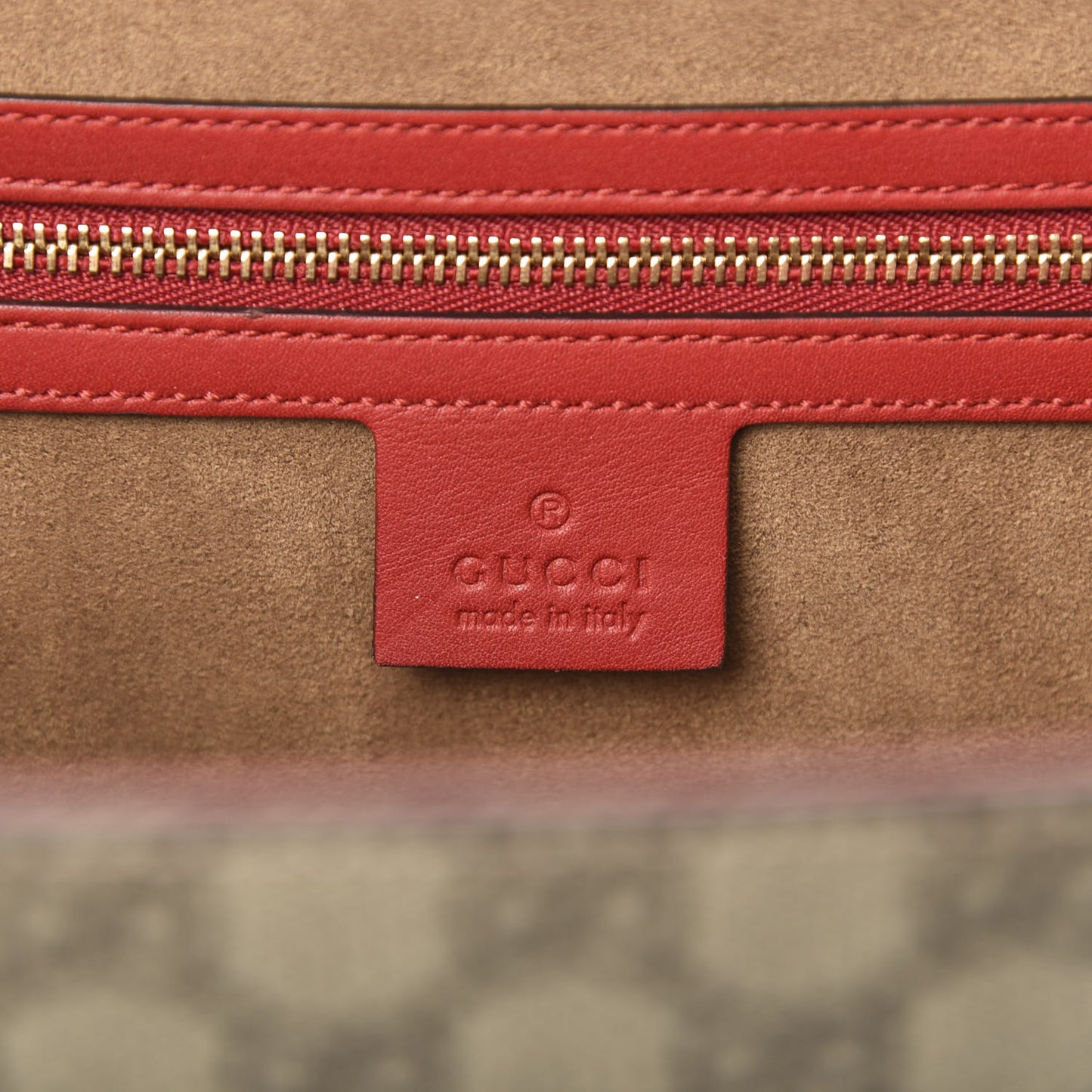 GG Supreme Monogram Calfskin Medium Padlock Top Handle Bag Beige Hibiscus Red New Rosette