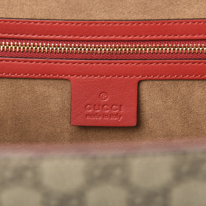 Gucci GG Supreme Monogram Calfskin Medium Padlock Top Handle Bag Beige Hibiscus Red New Rosette 6 of 13